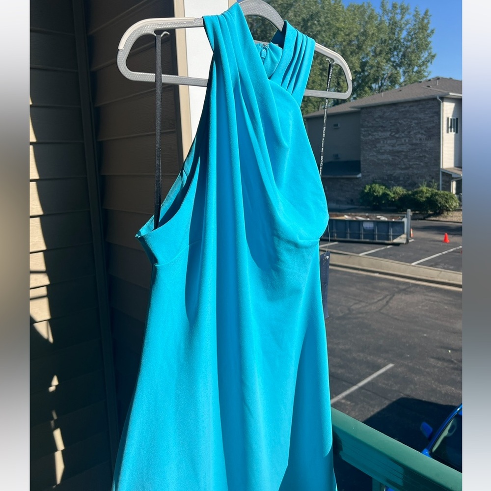 🆕🦋 Rachel Roy Aqua Blue Bodycon Midi Cocktail Dress M Wedding Party Evening - Picture 5 of 17